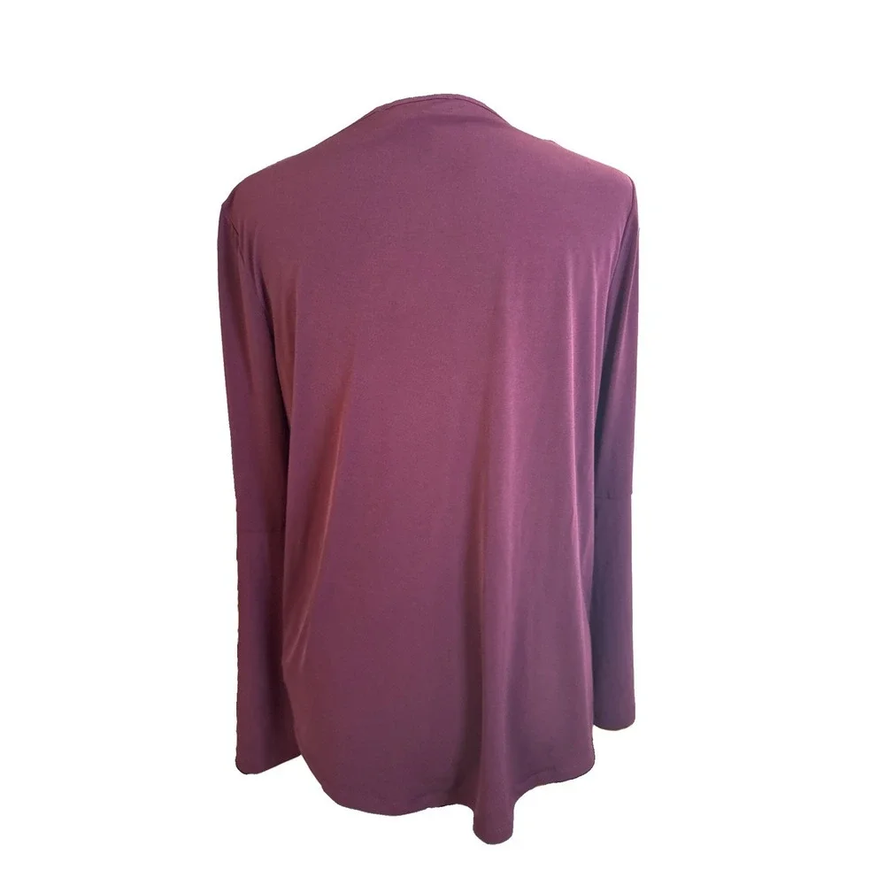 Michael Kors Blouse Women S Burgundy Excellent Bell Sleeve Keyhole Gold Hardware